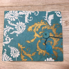 Handmade Paper Photo Album Journal - Small - Floral Blue Gold White