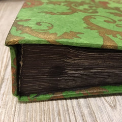 Handmade Paper Photo Album Journal - Small - Floral Green / Gold