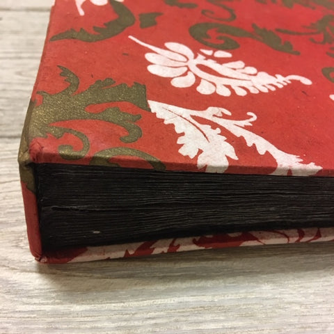 Handmade Paper Photo Album Journal - Small - Floral Red / White Gold