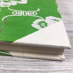 Handmade Lokta Paper Journal Floral Asian Inspired Cover - Green / White