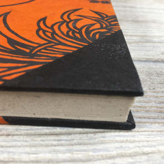 Handmade Lokta Paper Journal Floral Asian Inspired Cover - Orange / Black