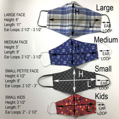 Handmade MEDIUM Cotton Face Masks with Filter Insert Pocket - 3D - F383