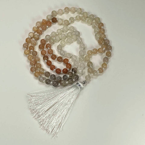108 Japa Mala Meditation Necklace - Moonstone