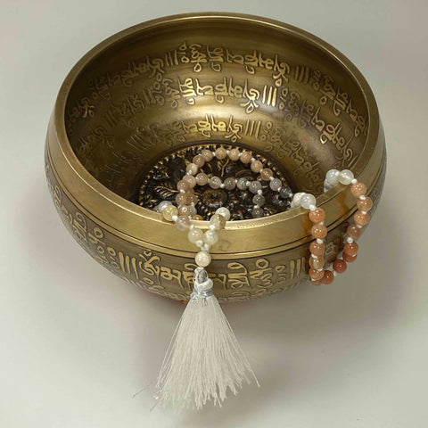 108 Japa Mala Meditation Necklace - Moonstone