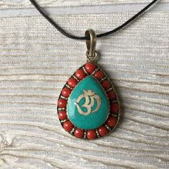 Tibetan Silver Pendant Necklace - Tibetan Om