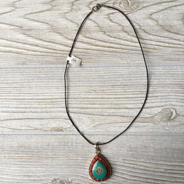 Tibetan Silver Pendant Necklace - Tibetan Om