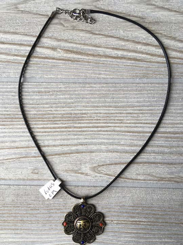 Tibetan Silver Pendant Necklace - Tibetan Om